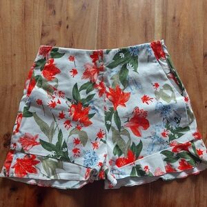 Zara hight waist tropical frills short, zip closure, size S